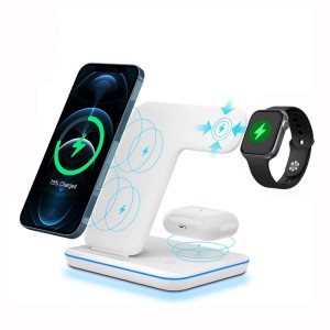 Qi Fast 15w 3 hauv 1 Wireless Charger
