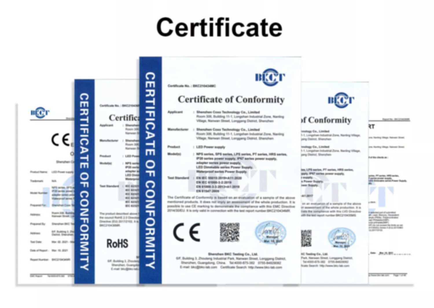 Show switch power supply Compliant Certificate